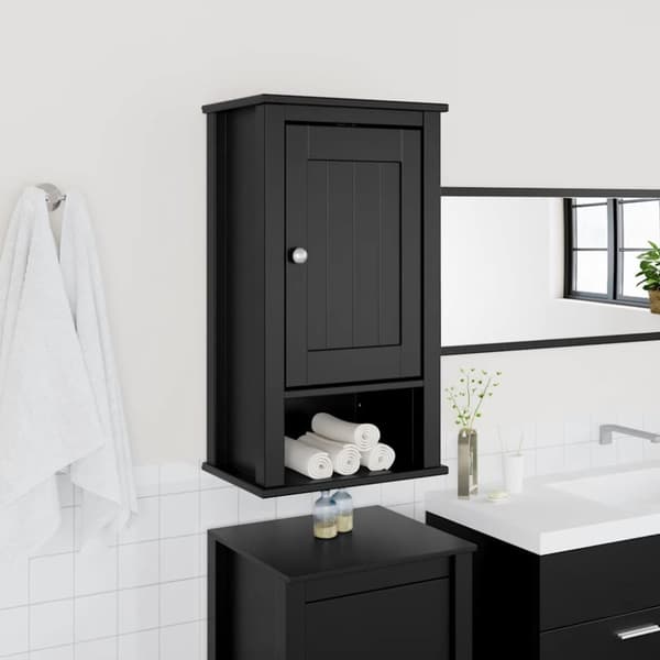 Badrumsskåp BERG svart 40x27x71,5 cm massiv furu