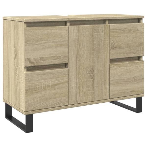 Badrumsskåp sonoma-ek 80x33x60 cm konstruerat trä