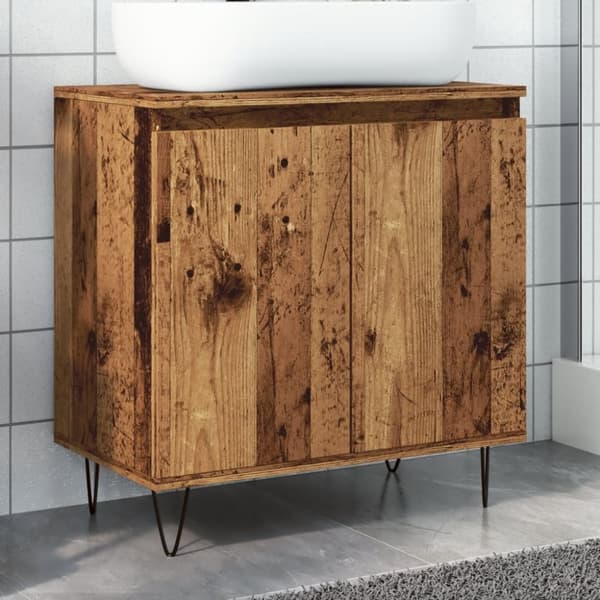 badeværelsesskab 58x33x60 cm konstrueret træ antikt træ