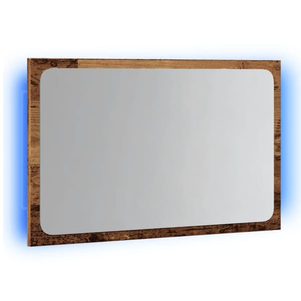 Kylpyhuoneen peili LED-valoilla artesaani tammi 60x8,5x38 cm