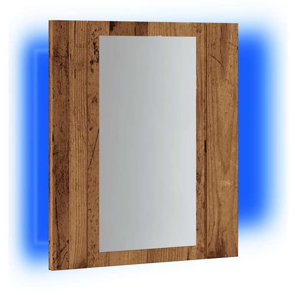 Spegelskåp för badrum LED åldrat trä 40x12x45cm konstruerat trä