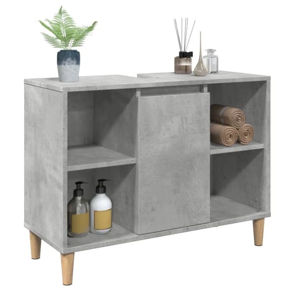Kylpyhuoneen kaappi betoninharmaa 80x33x60 cm tekninen puu