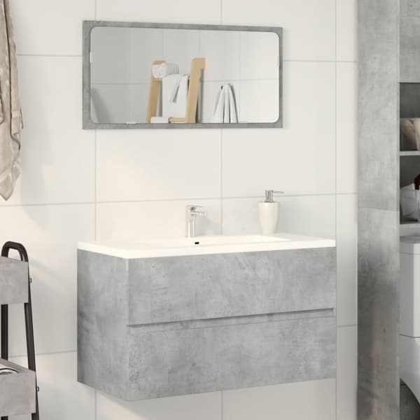 Kylpyhuoneen seinäkaappi betoninharm 80x38,5x45 cm tekninen puu