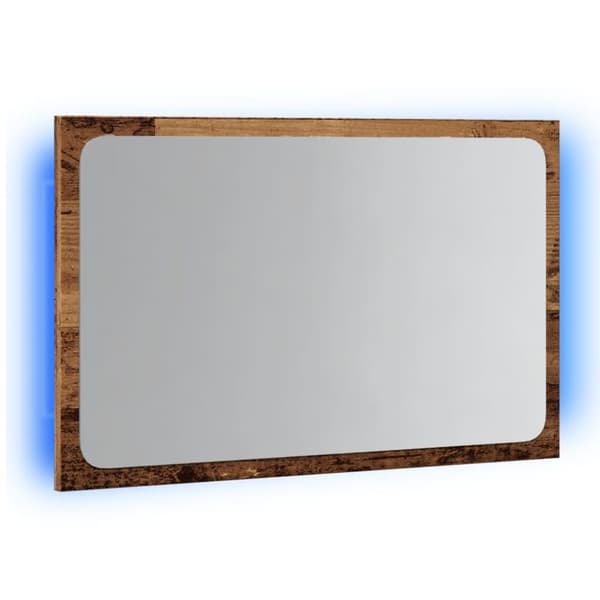 badeværelsesspejl med LED-lys 60x8,5x38 cm antikt træ