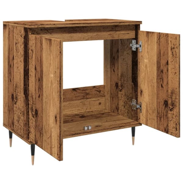 badeværelsesskab 58x33x60 cm konstrueret træ antikt træ