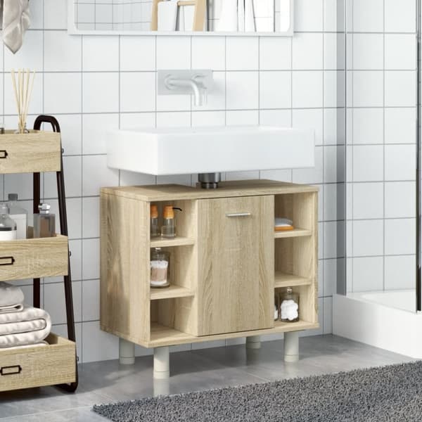 badeværelsesskab 60x32x53,5 cm konstrueret træ sonoma-eg