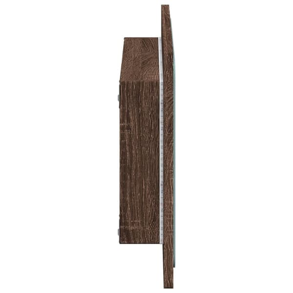 badeværelsesspejl m. LED 60x8,5x38 cm konstrueret træ brunt eg