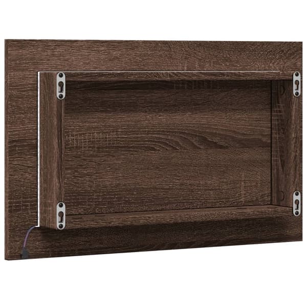 badeværelsesspejl m. LED 60x8,5x38 cm konstrueret træ brunt eg