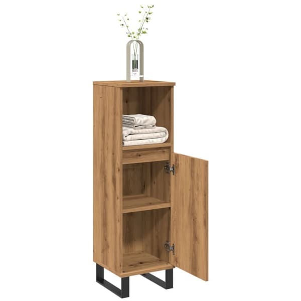 badeværelsesskab 30x30x100 cm konstrueret træ kunsteg