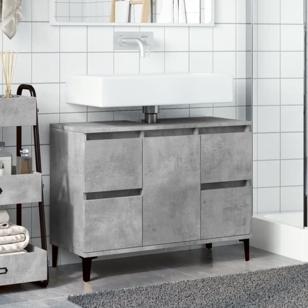 underskab til håndvask 80x33x60 cm konstrueret træ betongrå