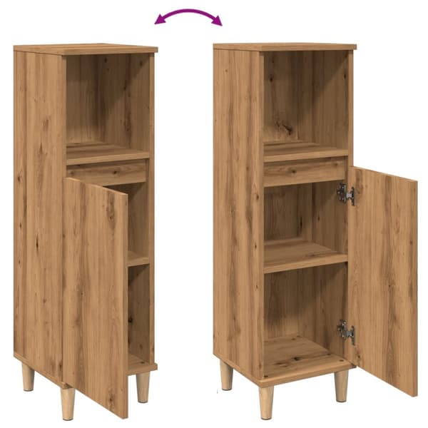 badeværelsesskab 30x30x100 cm konstrueret træ kunsteg