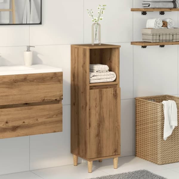 badeværelsesskab 30x30x100 cm konstrueret træ kunsteg