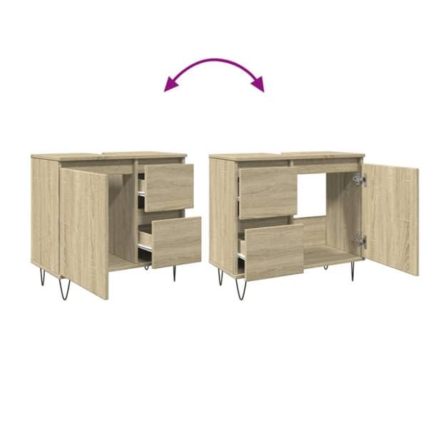 badeværelsesskab 65x33x60 cm konstrueret træ sonoma-eg
