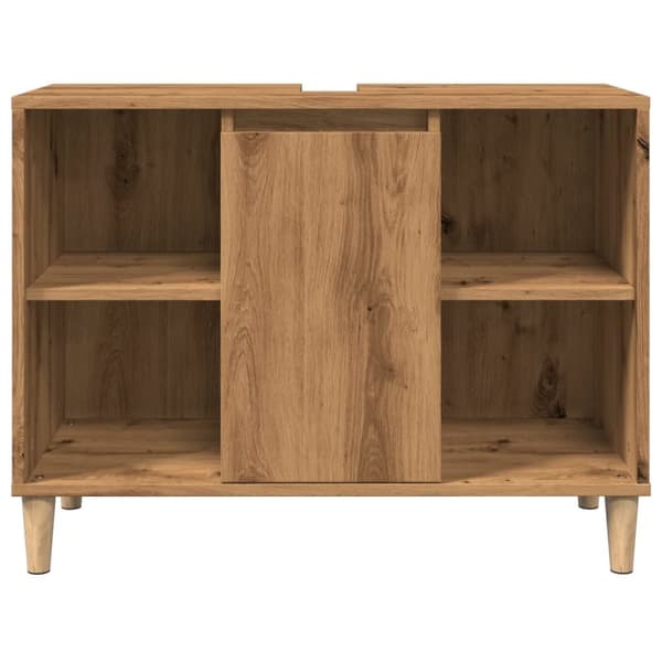 badeværelsesskab 80x33x60 cm konstrueret træ egetræsfarve