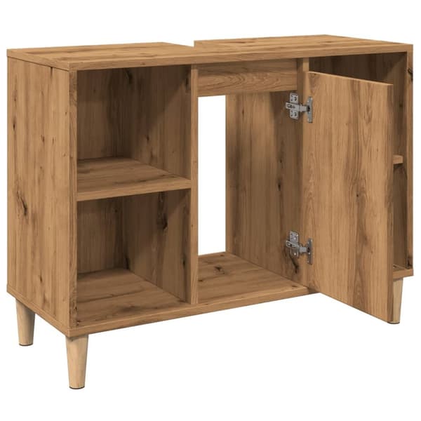 badeværelsesskab 80x33x60 cm konstrueret træ egetræsfarve