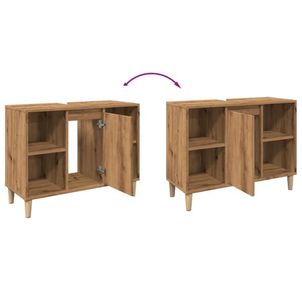 badeværelsesskab 80x33x60 cm konstrueret træ egetræsfarve