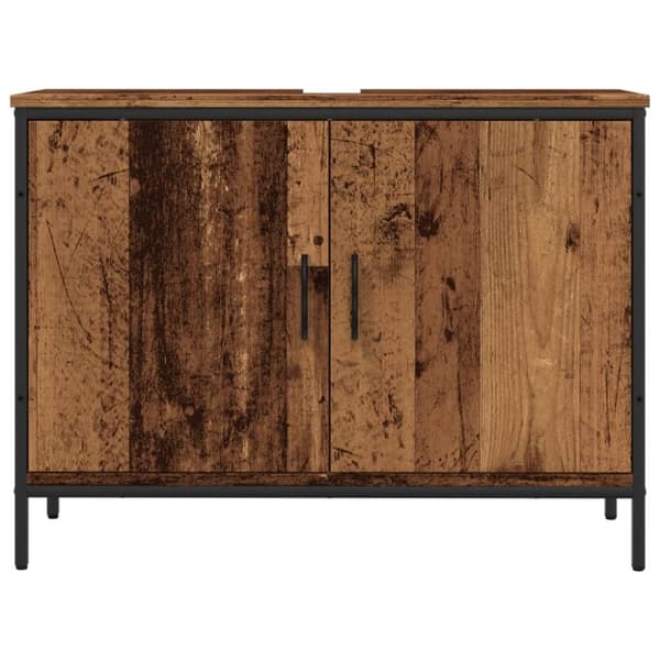 vaskeskab 80x30x60 cm konstrueret træ gammelt trælook