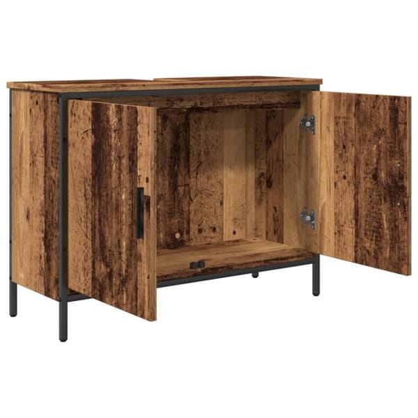 vaskeskab 80x30x60 cm konstrueret træ gammelt trælook