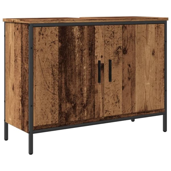 vaskeskab 80x30x60 cm konstrueret træ gammelt trælook