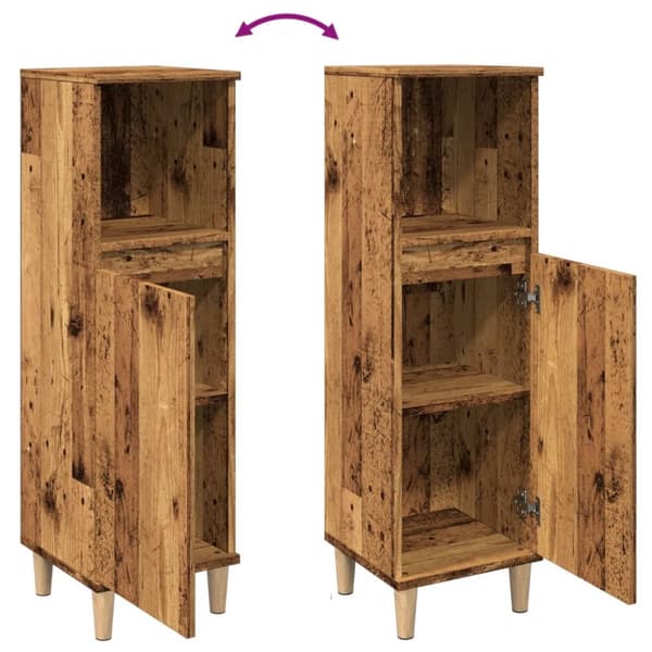 badeværelsesskab 30x30x100 cm konstrueret træ gammelt trælook