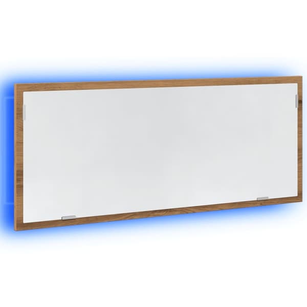 badeværelsesspejl med LED 100x8,5x37 cm konstrueret træ kunsteg