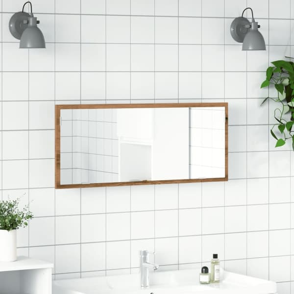 badeværelsesspejl med LED 100x8,5x37 cm konstrueret træ kunsteg