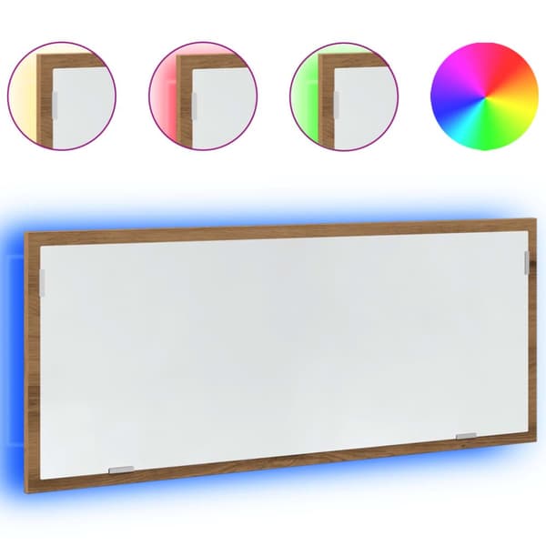badeværelsesspejl med LED 100x8,5x37 cm konstrueret træ kunsteg
