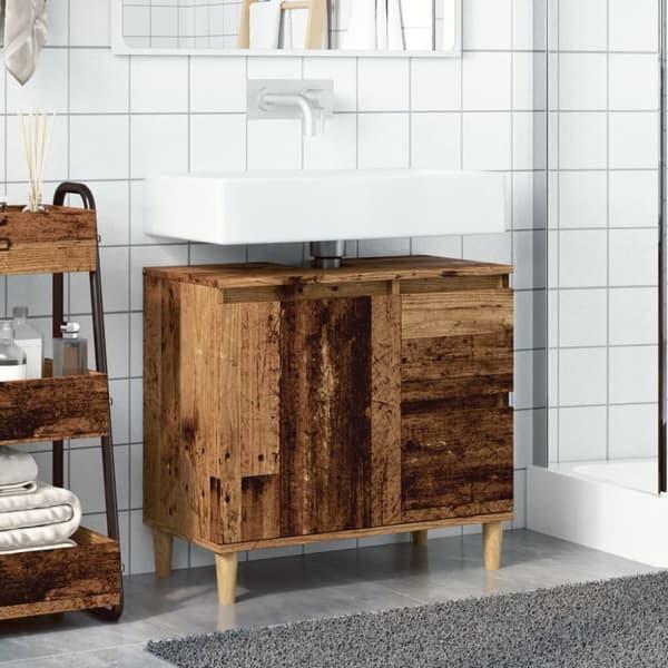 underskab til vask 65x33x60 cm konstrueret træ gammelt trælook