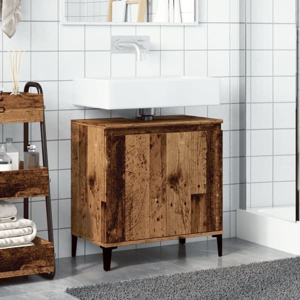 underskab til håndvask 58x33x60 cm konstrueret træ antikt træ
