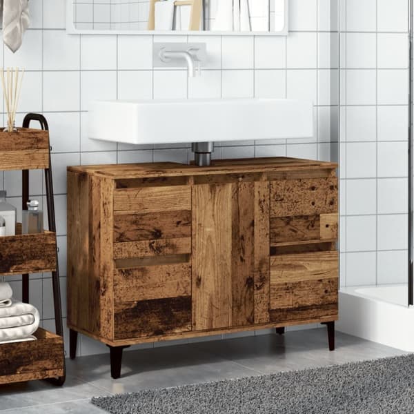 underskab til håndvask 80x33x60 cm konstrueret træ antikt træ