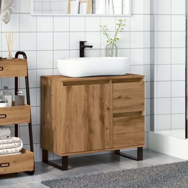 underskab til badeværelse 65x33x60 cm konstrueret træ kunsteg