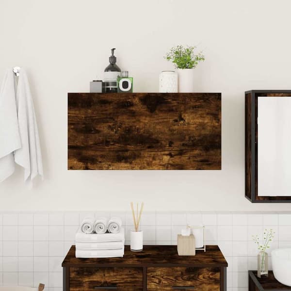 seinään kiinnitettävä kylpyhuonekaappi savustettu tammi 80x25x40 cm