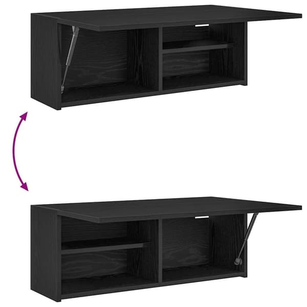 væghængt badeværelsesskab 80x25x30 cm konstrueret træ sort