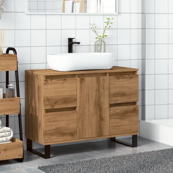 Tvättställsskåp artisan ek 80x33x60 cm konstruerat trä