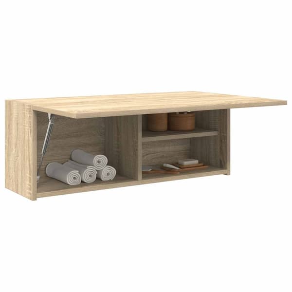 væghængt badeværelsesskab 80x25x30 cm konstrueret træ sonoma-eg