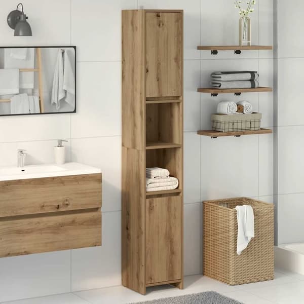 vidaXL Baderomsskap artisan eik 30x30x183,5 cm konstruert tre