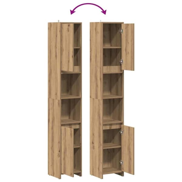 vidaXL Baderomsskap artisan eik 30x30x183,5 cm konstruert tre