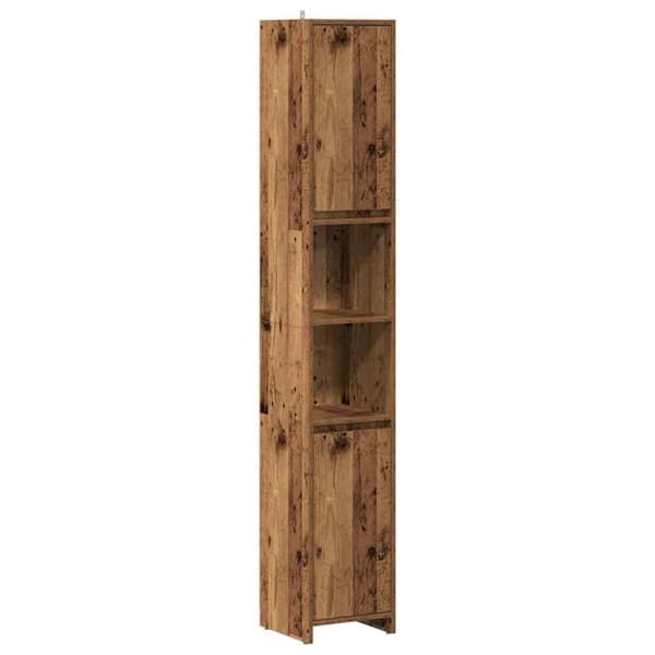 vidaXL badeværelsesskab 30x30x183,5 cm konstrueret træ antikt træ
