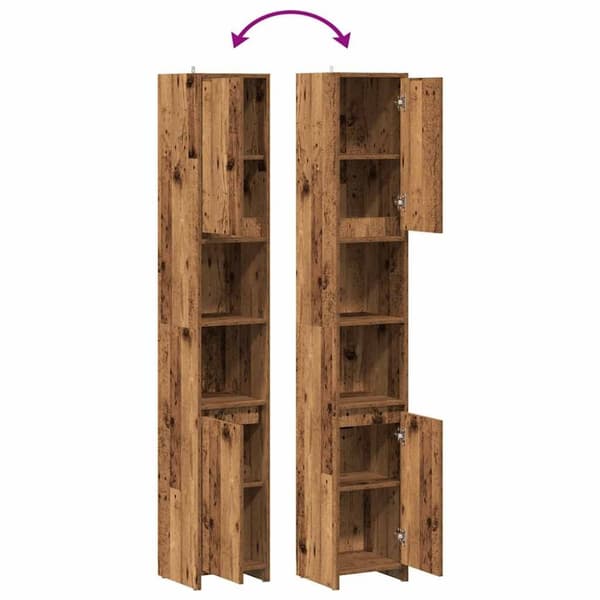 vidaXL badeværelsesskab 30x30x183,5 cm konstrueret træ antikt træ