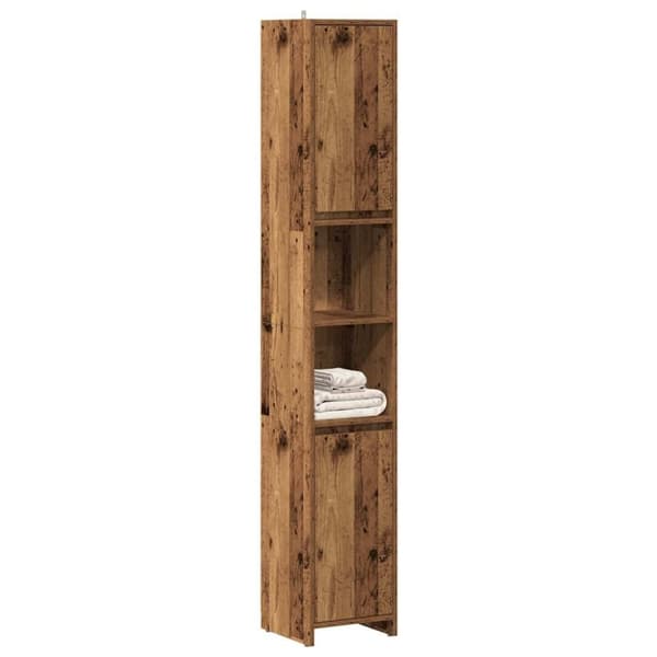 vidaXL badeværelsesskab 30x30x183,5 cm konstrueret træ antikt træ