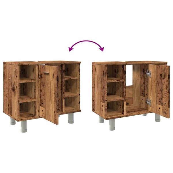 vidaXL Baderomsskap gammelt tre 60x32x53,5 cm konstruert tre