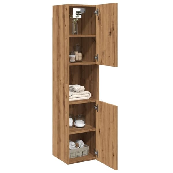 vidaXL Hengende baderomsskap artisan eik 30x30x130 cm konstruert tre