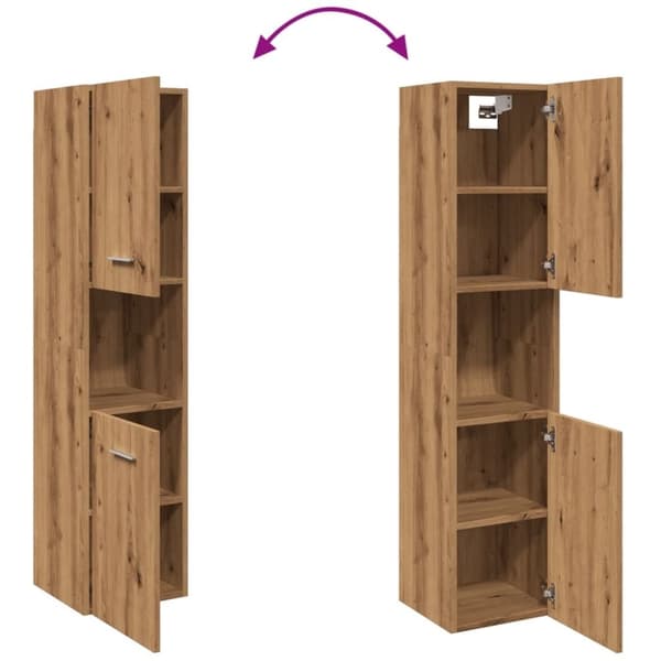vidaXL Hengende baderomsskap artisan eik 30x30x130 cm konstruert tre