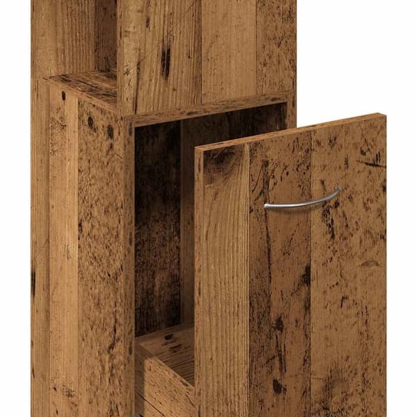 vidaXL Kylpyhuonekaappi vanhaa puuta 25x25x170 cm lastulevy