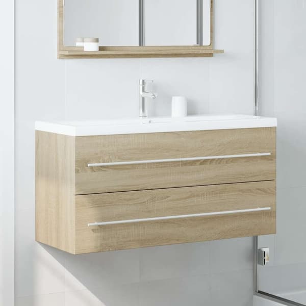 vidaXL Tvättställsskåp sonoma-ek 100x38,5x48 cm spånskiva