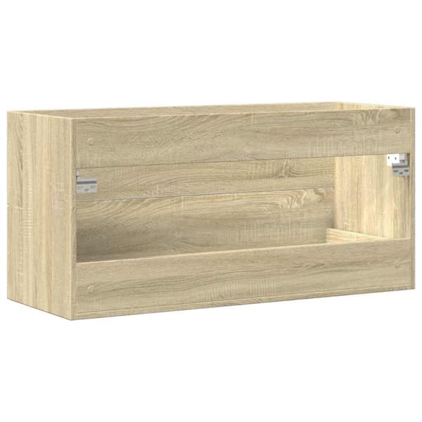 vidaXL Tvättställsskåp sonoma-ek 100x38,5x48 cm spånskiva