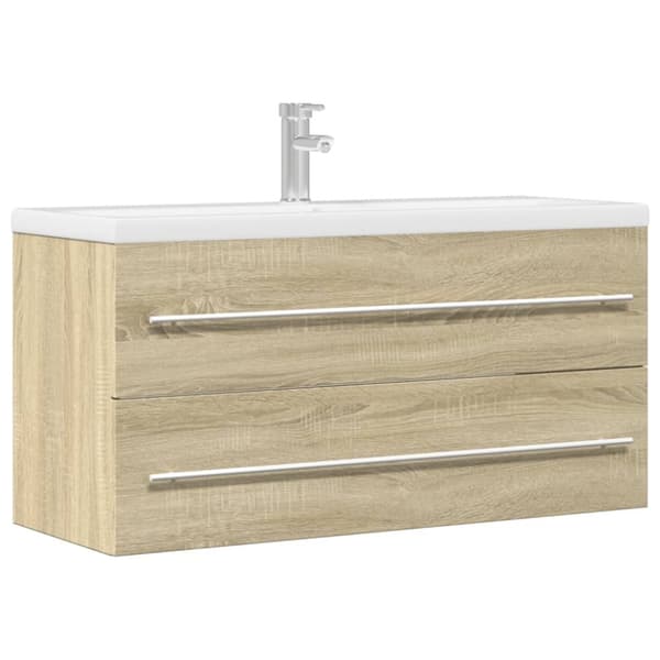vidaXL Tvättställsskåp sonoma-ek 100x38,5x48 cm spånskiva