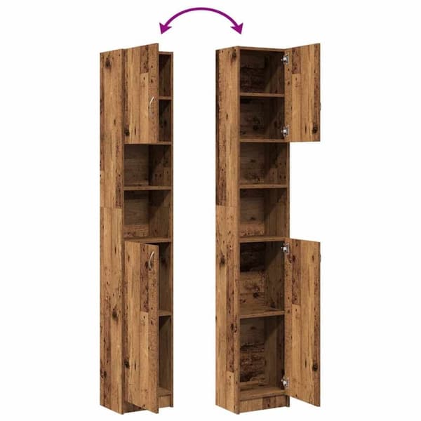 vidaXL Baderomsskap gammelt tre 32x25,5x190 cm konstruert tre