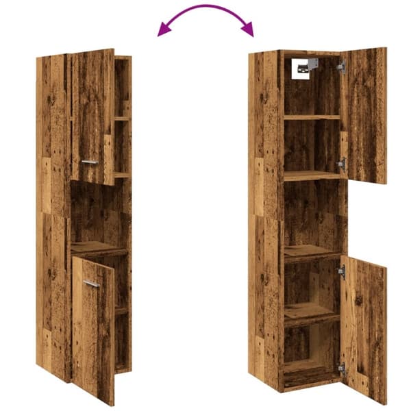 vidaXL badeværelsesskab 30x30x130 cm væghængt konstrueret træ