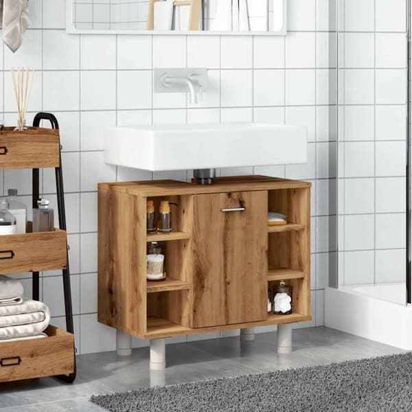 vidaXL badeværelsesskab 60x32x53,5 cm konstrueret træ kunsteg